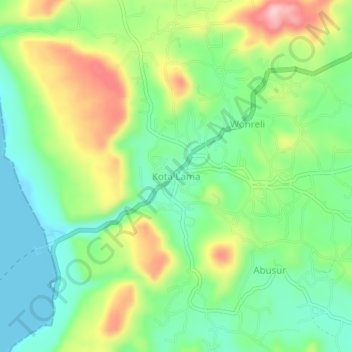 Топографическая карта Kota Lama, высота, рельеф