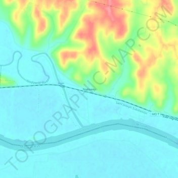 Топографическая карта Nodaway, высота, рельеф