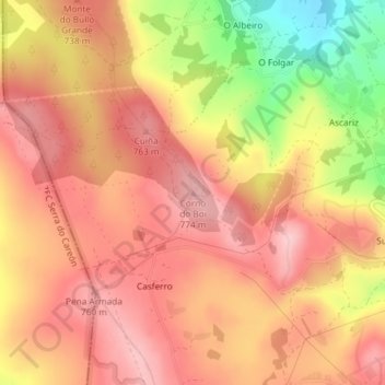 Топографическая карта Corno do Boi, высота, рельеф