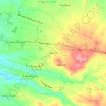 Топографическая карта Sitio Buli, высота, рельеф
