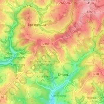 Топографическая карта Wickhausen, высота, рельеф