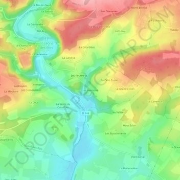 Топографическая карта Les Buissons, высота, рельеф