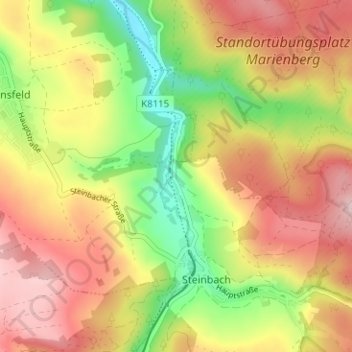 Топографическая карта Oberschmiedeberg, высота, рельеф