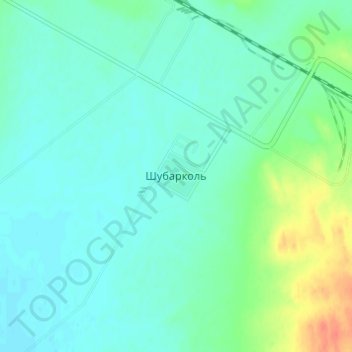 Топографическая карта Шубарколь, высота, рельеф
