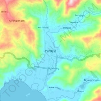 Топографическая карта Panggul, высота, рельеф