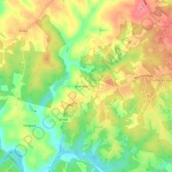 Топографическая карта Blueridge Forest, высота, рельеф