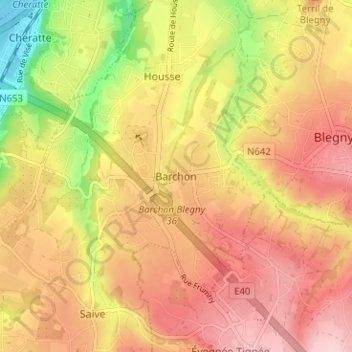 Топографическая карта Barchon, высота, рельеф