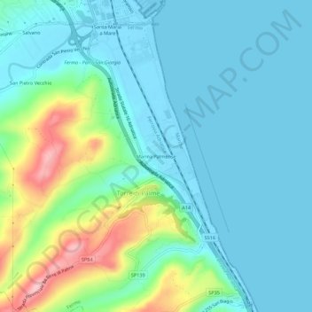 Топографическая карта Marina Palmense, высота, рельеф
