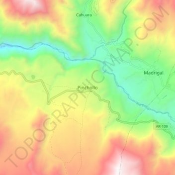Топографическая карта Pinchollo, высота, рельеф