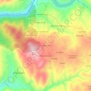 Топографическая карта Porto do Carro, высота, рельеф