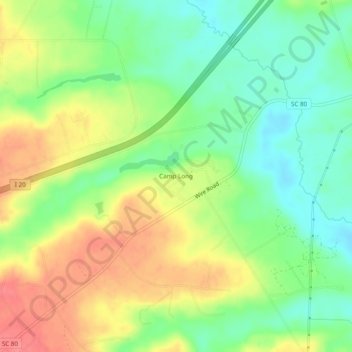 Топографическая карта Camp Long, высота, рельеф