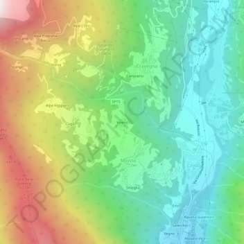 Топографическая карта Viceno, высота, рельеф