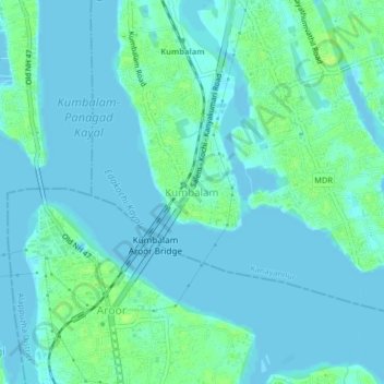 Топографическая карта Kumbalam, высота, рельеф