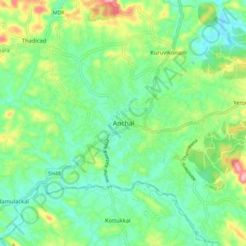 Топографическая карта Anchal, высота, рельеф