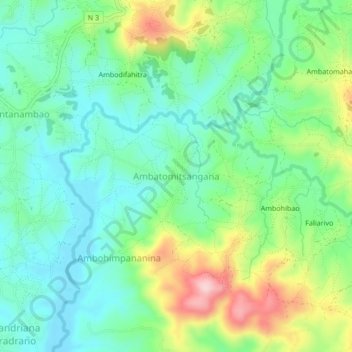 Топографическая карта Ambatomitsangana, высота, рельеф