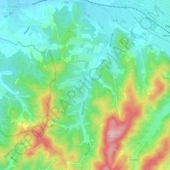 Топографическая карта Bottenau, высота, рельеф