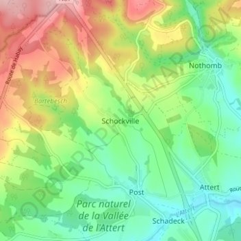 Топографическая карта Schockville, высота, рельеф