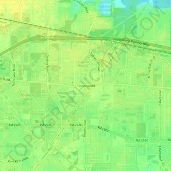 Топографическая карта Rotherwood, высота, рельеф