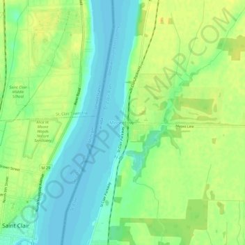 Топографическая карта Mooretown, высота, рельеф