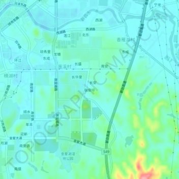 Топографическая карта 联安圩, высота, рельеф