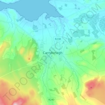 Топографическая карта Carndonagh, высота, рельеф