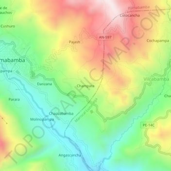 Топографическая карта Champara, высота, рельеф