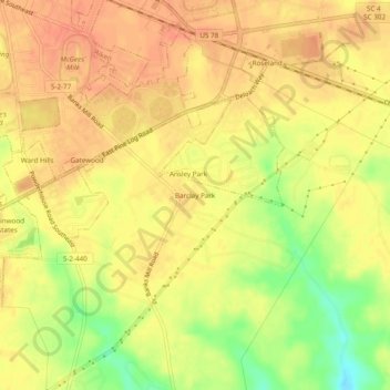 Топографическая карта Barclay Park, высота, рельеф