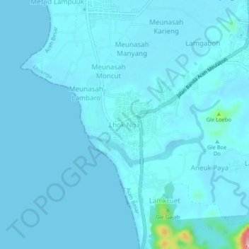 Топографическая карта Lhok Nga, высота, рельеф
