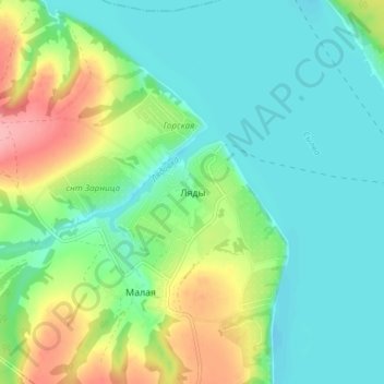 Топографическая карта Ляды, высота, рельеф