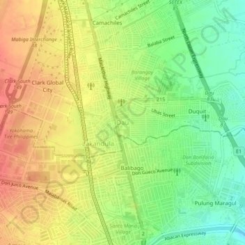 Топографическая карта Dau, высота, рельеф