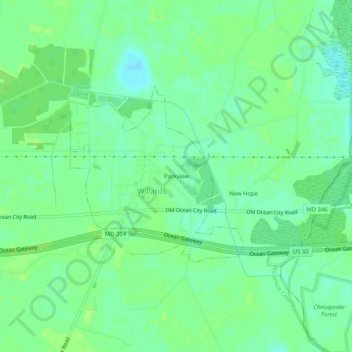 Топографическая карта Parkview, высота, рельеф