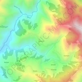 Топографическая карта Itharna, высота, рельеф