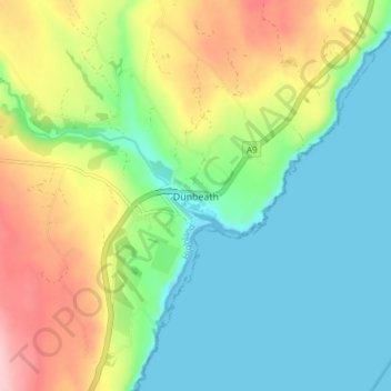 Топографическая карта Dunbeath, высота, рельеф