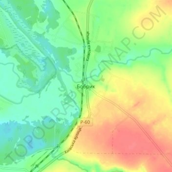 Топографическая карта Бобрик, высота, рельеф