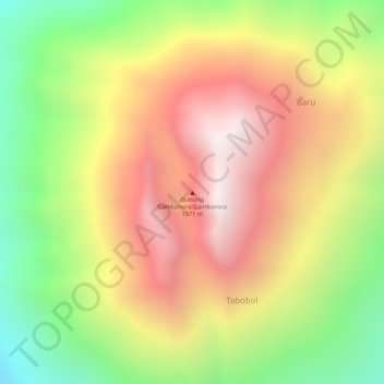 Топографическая карта Mount Gamkonora, высота, рельеф