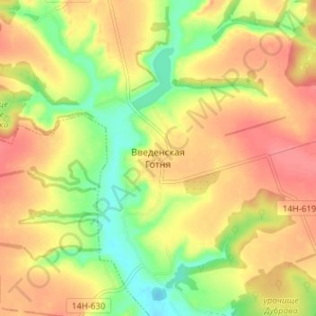 Топографическая карта Введенская Готня, высота, рельеф