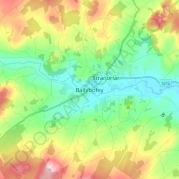 Топографическая карта Ballybofey, высота, рельеф