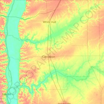 Топографическая карта Greene County, высота, рельеф