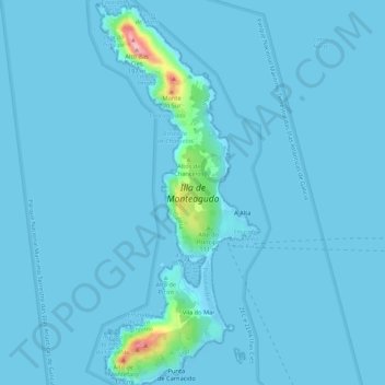 Топографическая карта Isla de Monteagudo, высота, рельеф