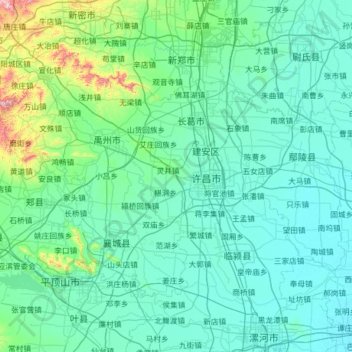 Топографическая карта Xuchang, высота, рельеф