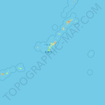 Топографическая карта 沖縄県, высота, рельеф