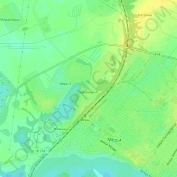 Топографическая карта Дворище, высота, рельеф