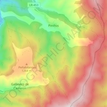 Топографическая карта Pinillos, высота, рельеф