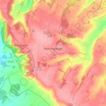Топографическая карта Hastingleigh, высота, рельеф