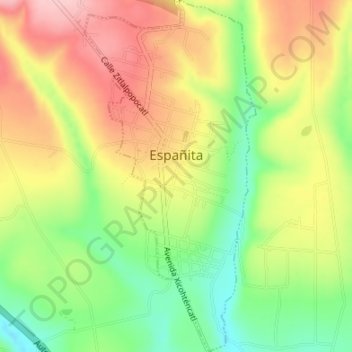 Топографическая карта Españita, высота, рельеф