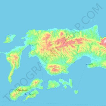 Топографическая карта Seram Bagian Barat, высота, рельеф