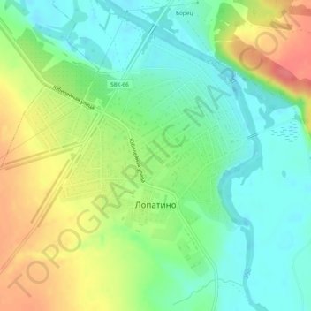 Топографическая карта Лопатино, высота, рельеф