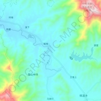 Топографическая карта 黎山林场, высота, рельеф