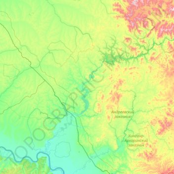 Топографическая карта Бурейский муниципальный округ, высота, рельеф