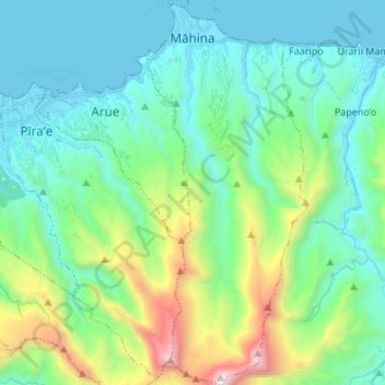 Топографическая карта Mahina, высота, рельеф